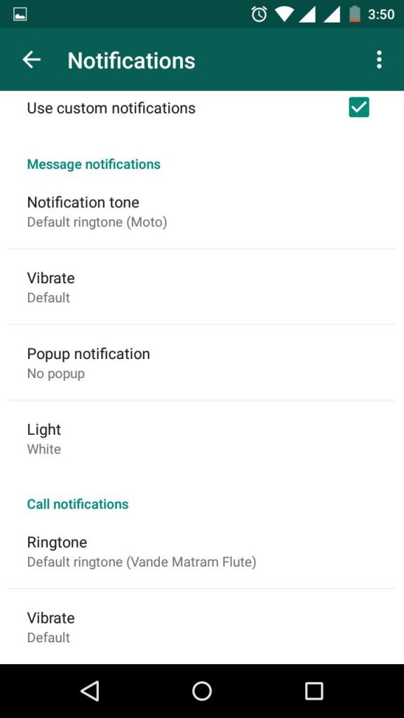 Changing WhatsApp New Notification Settings